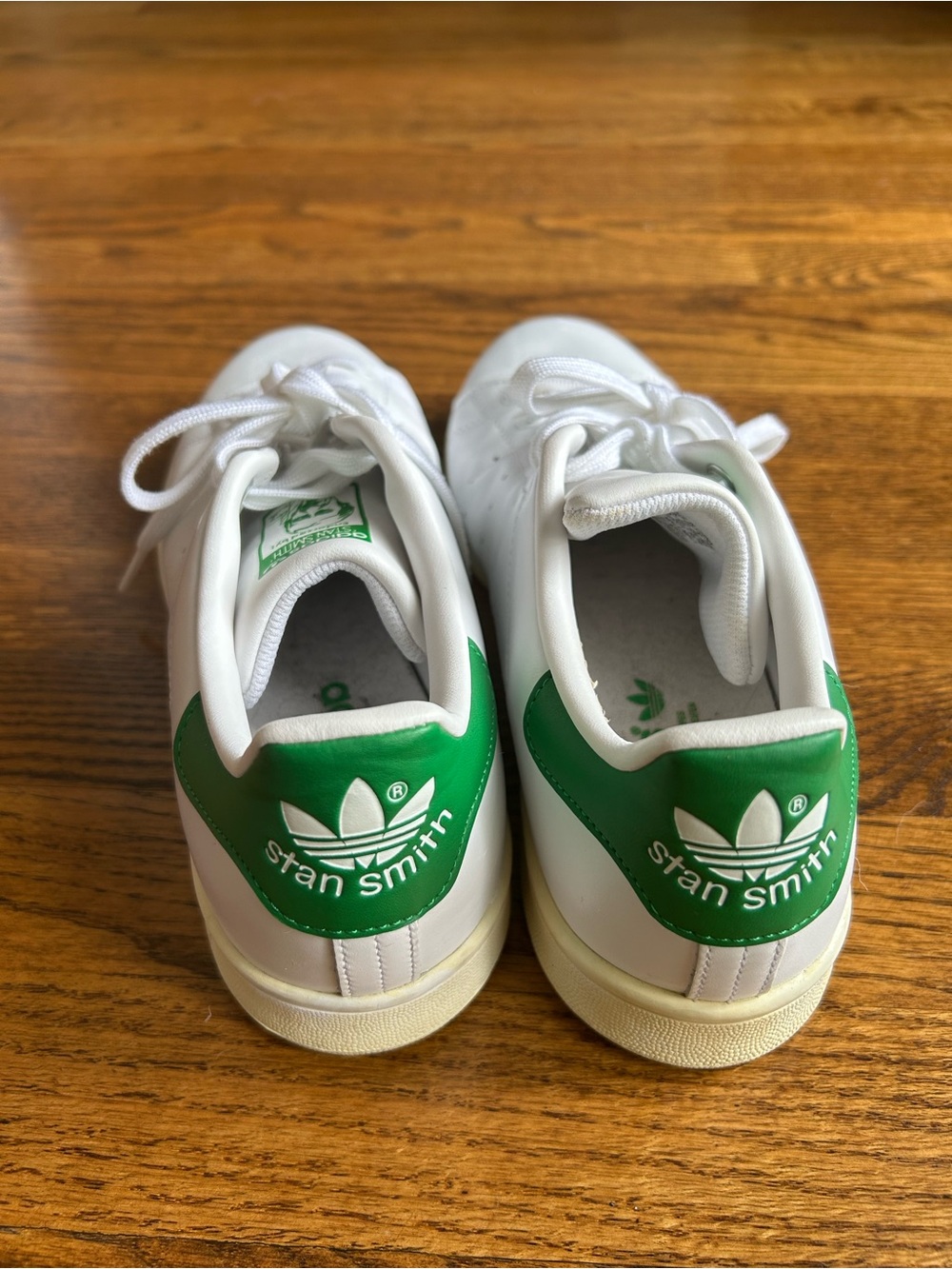 adidas Stan Smith White Sneakers with Green Heel Tab